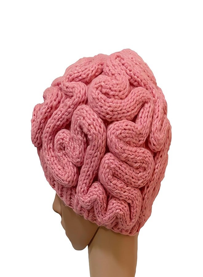 KKRMTUG Knitted Crochet Brain Beanie Hat for Women Men Funny Brain Print Knitted Hat Unique Beanie Cap Chemo Hat Unisex Skull Caps Headwear Gifts Pink - Image 4